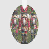 Grillige Patchwork Kerst Notenkraker Trio Ornament (achterkant)