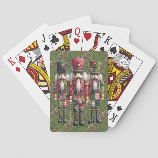 Grillige Patchwork Kerst Notenkraker Trio Pokerkaarten (Achterkant)