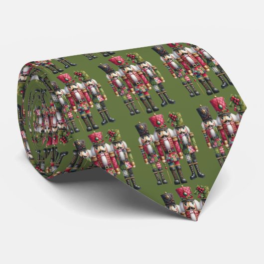 Grillige Patchwork Kerst Notenkraker Trio Stropdas (Opgerold)
