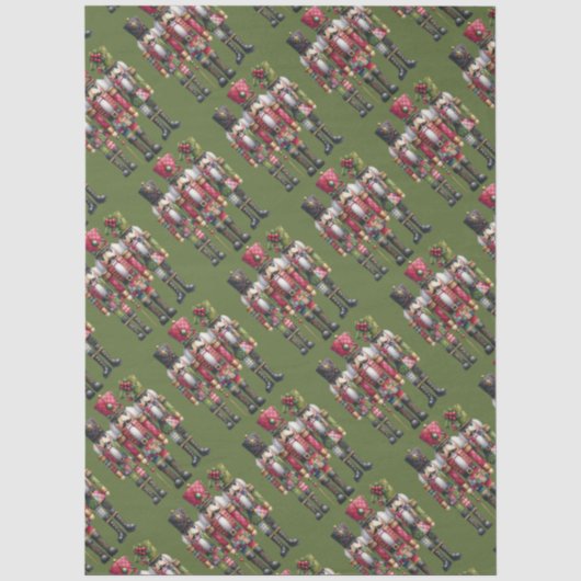 Grillige Patchwork Kerst Notenkraker Trio Tissuepapier (Voorkant)