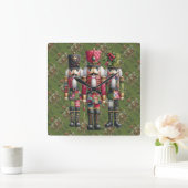 Grillige Patchwork Kerst Notenkraker Trio Vierkante Klok (Huis)