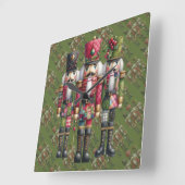 Grillige Patchwork Kerst Notenkraker Trio Vierkante Klok (Hoek)