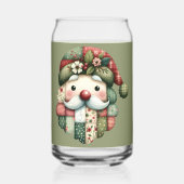 Grillige Patchwork Kerstman Folk Kerstmis Blikvorm Glas (Achterkant)