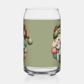 Grillige Patchwork Kerstman Folk Kerstmis Blikvorm Glas (Links)
