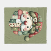 Grillige Patchwork Kerstman Folk Kerstmis Fleece Deken (Voorkant (Horizontaal))