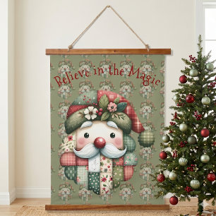 Grillige Patchwork Kerstman Folk Kerstmis Hangend Wandkleed