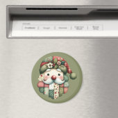 Grillige Patchwork Kerstman Folk Kerstmis Magneet (Insitu (Vaatwasser))