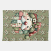 Grillige Patchwork Kerstman Folk Kerstmis Theedoek (Horizontaal)