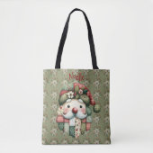 Grillige Patchwork Kerstman Folk Kerstmis Tote Bag (Voorkant)