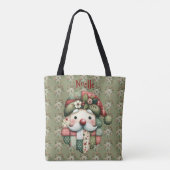 Grillige Patchwork Kerstman Folk Kerstmis Tote Bag (Achterkant)