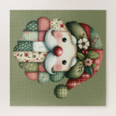 Grillige Patchwork Kerstman Folklore Kerstmis Legpuzzel (Horizontaal)