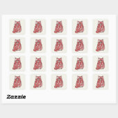 Grillige Patchwork Kitten met Hart Kunst Vierkante Sticker (Vel)
