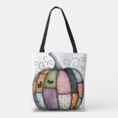 Grillige Patchwork Pompoen Witte Halloween Tote Bag (Achterkant)
