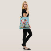 Grillige Patchwork Varken in Bloementuin Tote Bag (Op model)