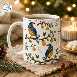 Grillige Patrijs Perenboom Blauwe Kerst Koffiemok