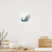 Grillige Pauw en Vlinder Poster (Keuken)
