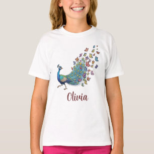 Grillige Pauw en Vlinder T-shirt