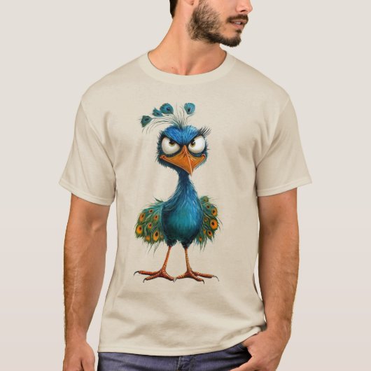 Grillige pauw vogel t-shirt (Voorkant)