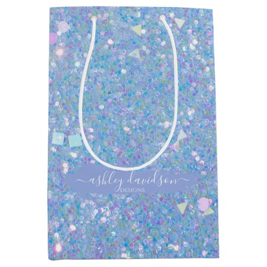 Grillige Periwinkle Glitter Zakjes voor Zakelijke  Medium Cadeauzakje (Voorkant)