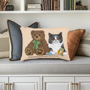 Grillige Perzik Schattige Grijze Kat Knuffelbeer H Accent Kussen