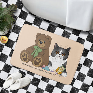 Grillige Perzik Schattige Grijze Kat Knuffelbeer H Badmat