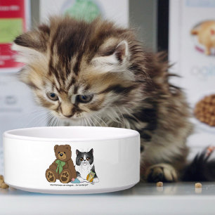Grillige Perzik Schattige Grijze Kat Teddybeer Hum Voerbakje