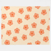 grillige perzik & Sinaasappel bloemenretro, vrolij Fleece Deken (Voorkant (Horizontaal))