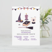 Grillige perzikroze heks thema kaart (Staand voorkant)