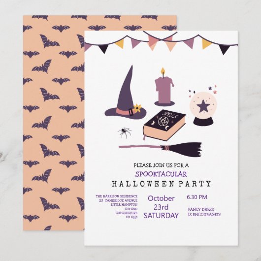 Grillige perzikroze heks thema kaart (Voorkant / Achterkant)