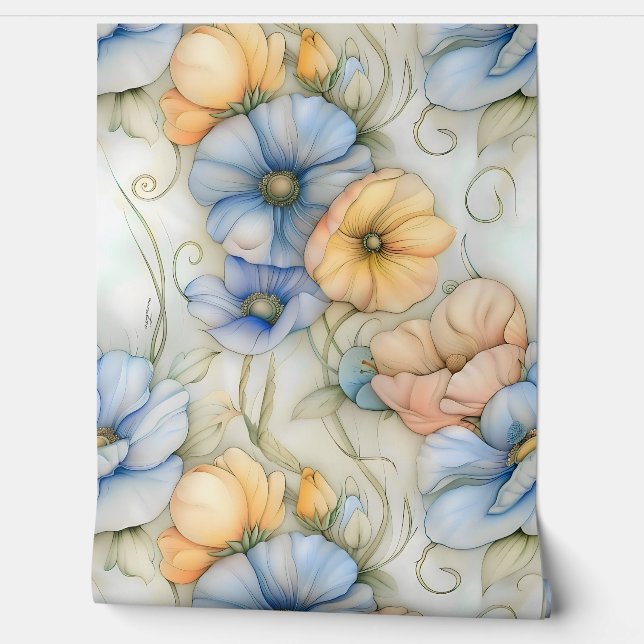 grillige petale belichting botanisch behang (Afrollen)