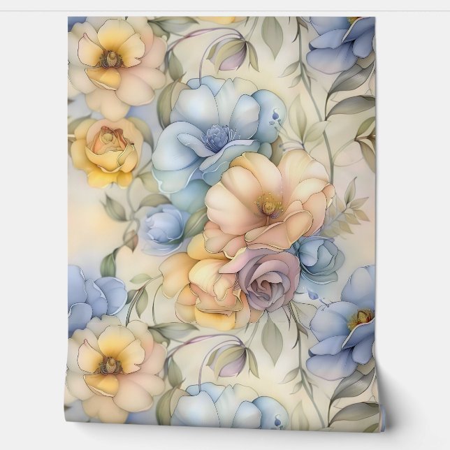 grillige petale belichting botanisch behang (Afrollen)