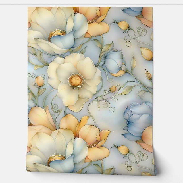 grillige petale belichting botanisch behang (Afrollen)