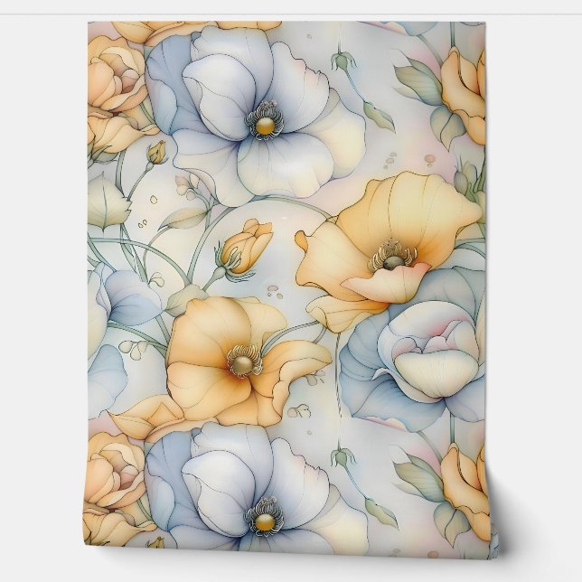 grillige petale belichting botanisch behang (Afrollen)