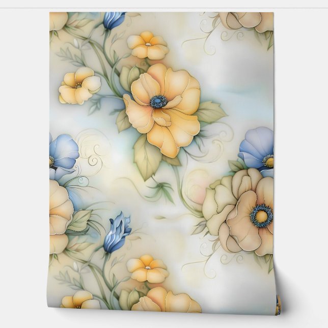 grillige petale belichting botanisch behang (Afrollen)