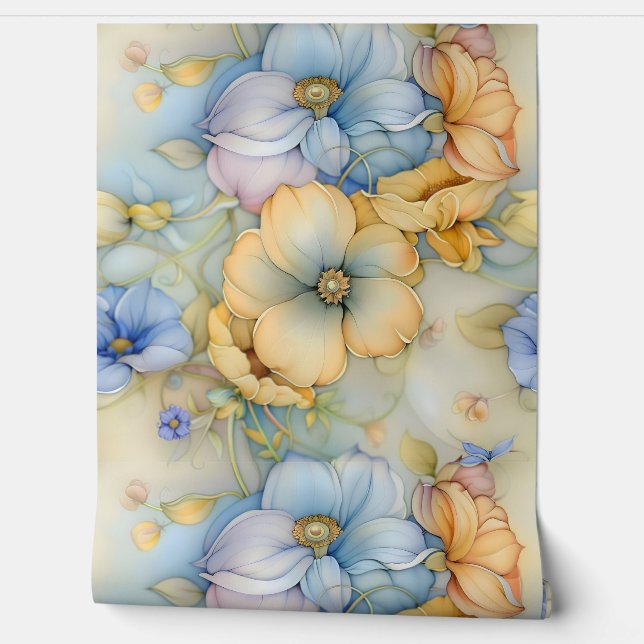 grillige petale belichting botanisch behang (Afrollen)