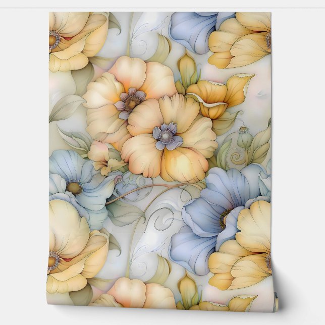 grillige petale belichting botanisch behang (Afrollen)