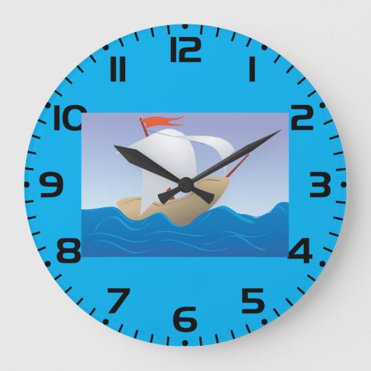 Grillige Pindenschuit Minimalistisch Zeilschip Grote Klok (Voorkant)