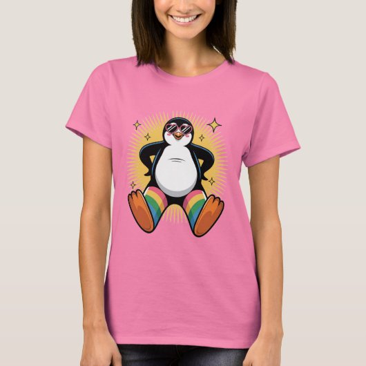 Grillige Pinguïn Caroon T-shirt (Voorkant)