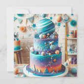 GRILLIGE PLANEET THEMA KINDEREN VERJAARDAGSTAART KAART (Voorkant)