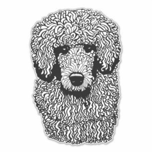 grillige poedel hond hoofd dieren huisdieren kunst sticker