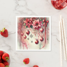 grillige poinsettia kerstversieringen découpage servet