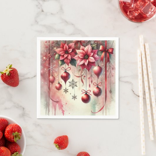 grillige poinsettia kerstversieringen découpage servet (Insitu)