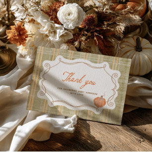 Grillige Pompoen Baby Shower Bedankkaart