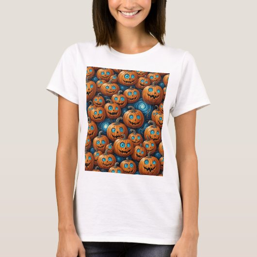 Grillige Pompoen Halloween T-Shirt (Voorkant)