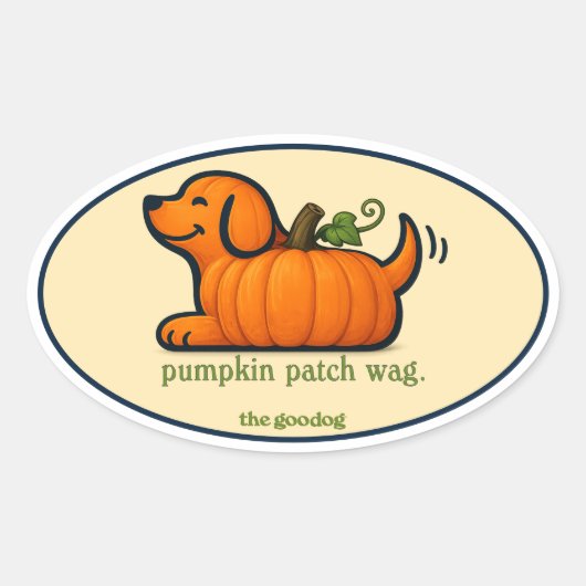 Grillige Pompoen Pup Herbst Ovaal Ovale Sticker (Voorkant)