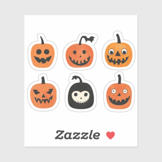 Grillige Pompoenen Halloween Jack-o-Lanterns Sticker (Vel)