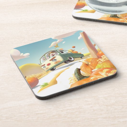 Grillige pompoenrit bier onderzetter (Linkerzijde)