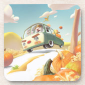 Grillige pompoenrit bier onderzetter (Voorkant)