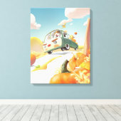 Grillige pompoenrit canvas afdruk (Insitu (Houten vloer))