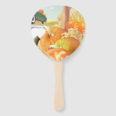 Grillige pompoenrit handwaaier (Achterkant)